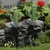 Weather Resistant Backyard Accents Solar Cactus Garden Light, Resin Pathway Waterproof Unique Gardening Gifts for Friends LED Light with Stake