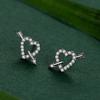 Ada Jewelry Joyas Plata 925 Women's Sterling Silver 3A Zircons Cupid Arrow Heart Design Earring