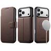 Чехол-книжка для iPhone 17 Pro с отделением для карт: Магнитный, Беспроводная зарядка, Подставка «два в одном», Кожа с цветными блоками.