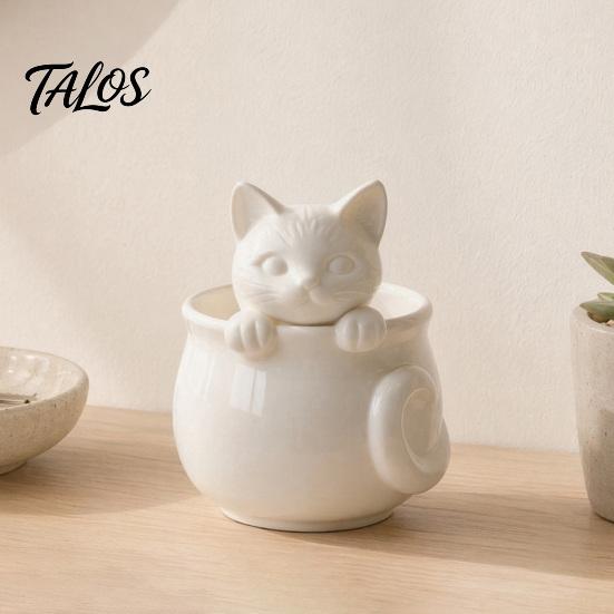 Talos 3D Printed Cat Teacup, Cute Coffee Cup, Figurine Mugs, Holiday and Birthday Gift for Milk Tea Lovers