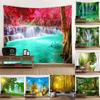 Природный пейзаж Лес Водопад Подвесная ткань Украшение стены дома Гобелен Офис Гостиная Гобелен