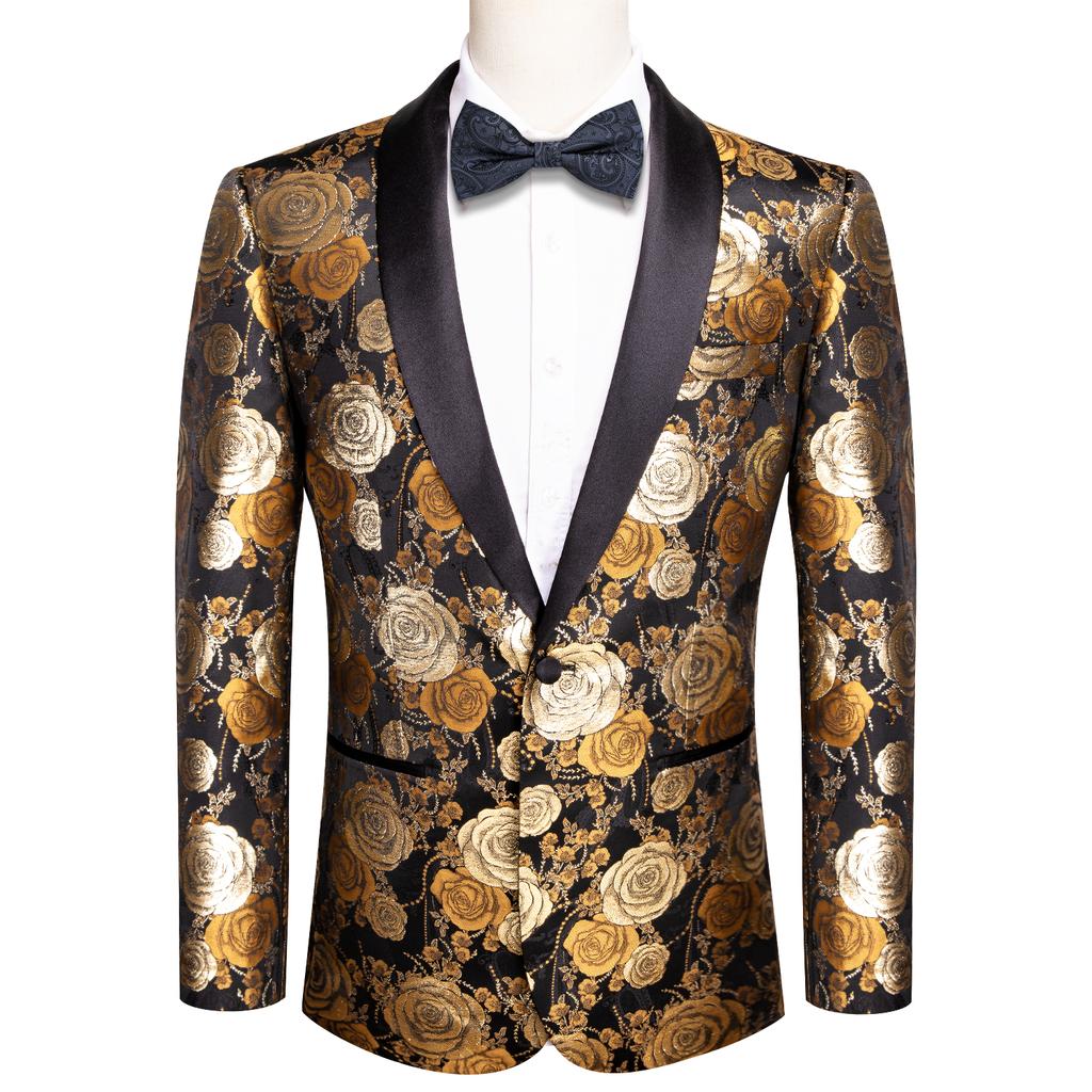 Men's Floral Dress Suit Luxury Embroidered Wedding Blazer Dinner Tuxedo Jacket