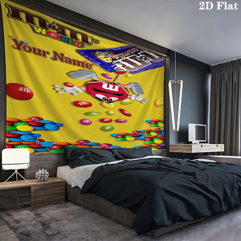 M&M's Custom Name Wall Tapestry Aesthetic Wall Hanging Printed Fabric Blanket Decorative Tapestries for Bedroom Living Room Home Decor