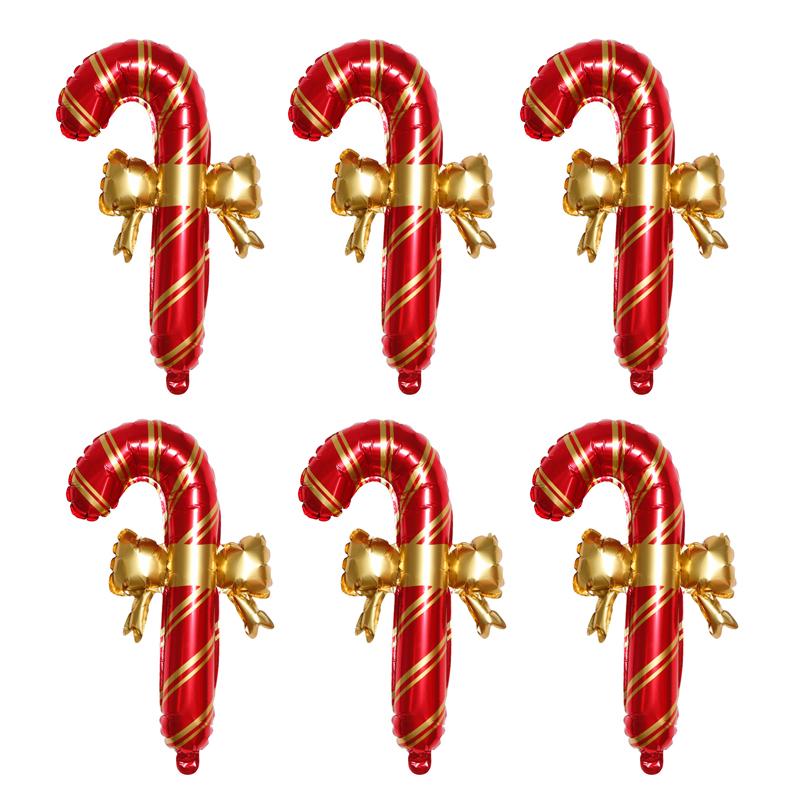 6 шт. Рождественское украшение Леденец Бант Воздушный шар Красные и зеленые полосы Рождественский фольгированный шар Рождественские Новогодние товары для вечеринки