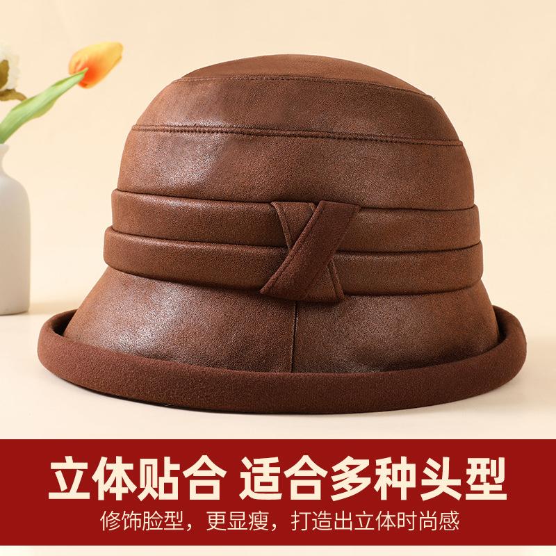 Мамина шляпа женская осень и зима новая шляпа-ведро для среднего пожилого человека модная шляпа для пожилого человека бабушки пожилой женщины шляпа-котелок теплая
