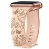 Strap for Apple Watch 38mm-40mm-41mm Series 9 8 SE 7 6 5 4 3 2 1/42mm (Series 10/11) Soft Silicone Engraved Flower Nude