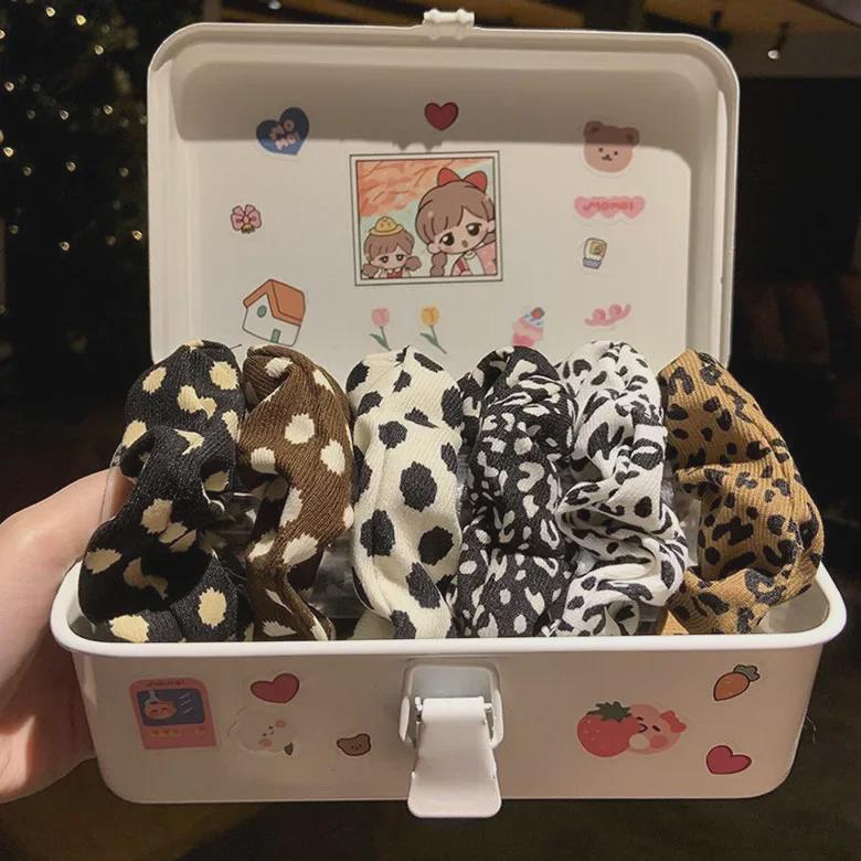 Корейская резинка для волос с леопардовым принтом в стиле ретро: Шикарная и простая повязка для волос во французском стиле для женщин