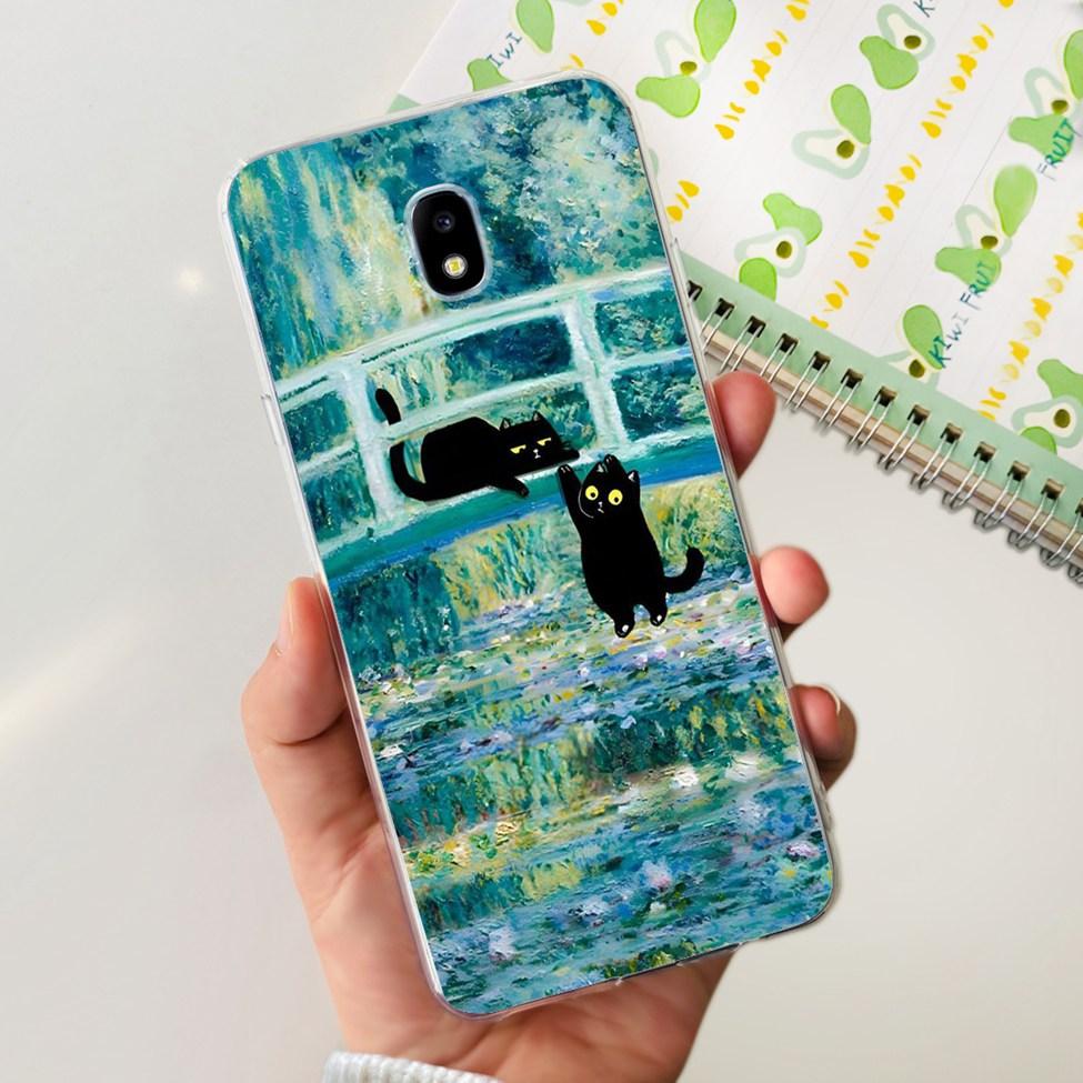 Чехол для Samsung J3 J5 J7 2017 Чехол Милый Мультяшный Кот Модные Цветы Задняя Крышка Для Samsung Galaxy J7 2017 Чехол для Телефона