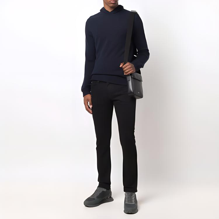 Emporio Armani FW21 Однотонный вязаный худи-свитер с длинным рукавом Мужской свитер Синий 6K1MXC-1MXYZ-0920