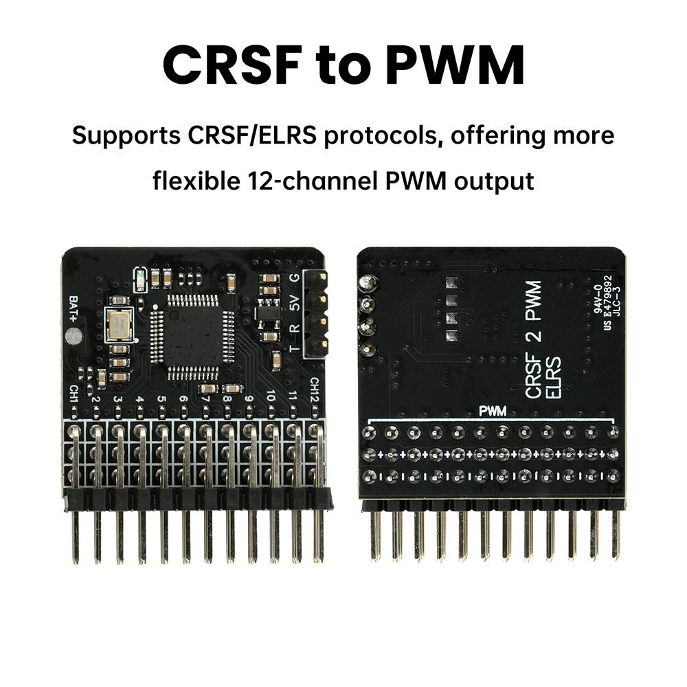 CRSF ELRS 12-канальная PWM-адаптерная плата с 12 PWM-выходами, BEC 5V, блок питания для RC-моделей
