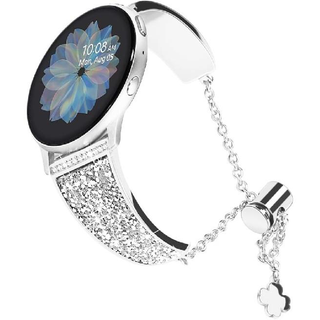 Совместимый для Samsung Galaxy Watch 7/FE/6/5/4 ремешок 40 мм 44 мм, ремешки Active 2, женский блестящий браслет, регулируемый сменный ремешок, браслет для Galaxy