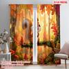 2pcs,2D Plane Printing Window Curtain Squirrel In Autumn Versatile Fabric (without Rod) All Seasons Use for Living Room & Office