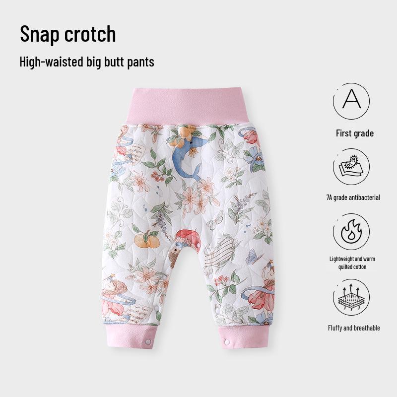 High Waist Cotton Blend Baby Warm Pants for Boys & Girls - Belly Protection Underwear for Spring, Autumn, Winter