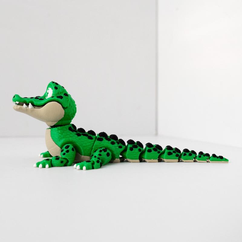Реалистичная маленькая статуэтка-игрушка крокодила 3D-печать Игрушка Суставы Подвижный Крокодил Зоопарк Маленькое Животное Настольный Декор Детский Забавный Подарок