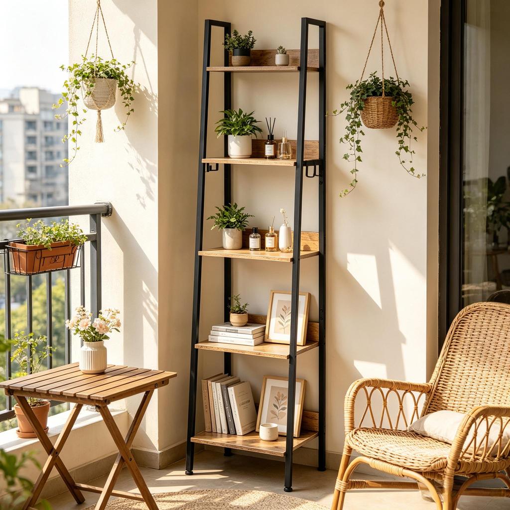 Ladder Display Shelf, Open Bathroom Storage Shelf, Standing Bookshelf, Storage Shelf in the Living Room (only with storage shelf)