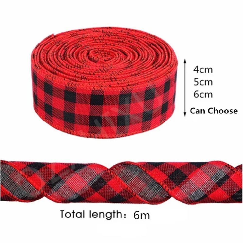 Red Black Lattice Linen Ribbon Imitation Linen Lattice Ribbon Christmas Plaid Ribbon Gift Wrapping