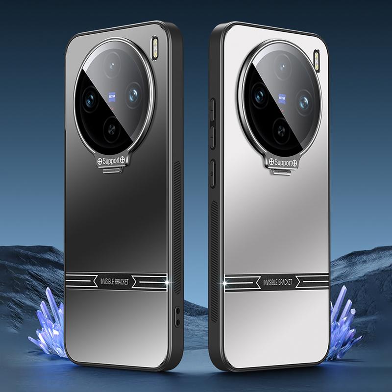 For vivo X100 Pro 5G Case Metal Lens Frame PC+TPU Drop-proof Matte Phone Cover with Lens Film