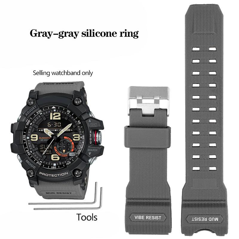 Смоляной силиконовый ремешок для часов для Casio Big Mud King GWG-1000GB Черный Золотой G-SHOCK Серии GWG-1000 Резиновый ремешок с инструментами Браслет
