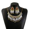 Luxury Rhinestone Jewelry Set with Exotic Ethnic Charm, Su Necklace with Retro Temperament, Earrings