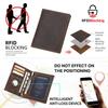 New Black Vintage Crazy Horse Leather RFID Blocking Passport Wallet With AirTag Slot, Family Couple Travel Document ID Holder