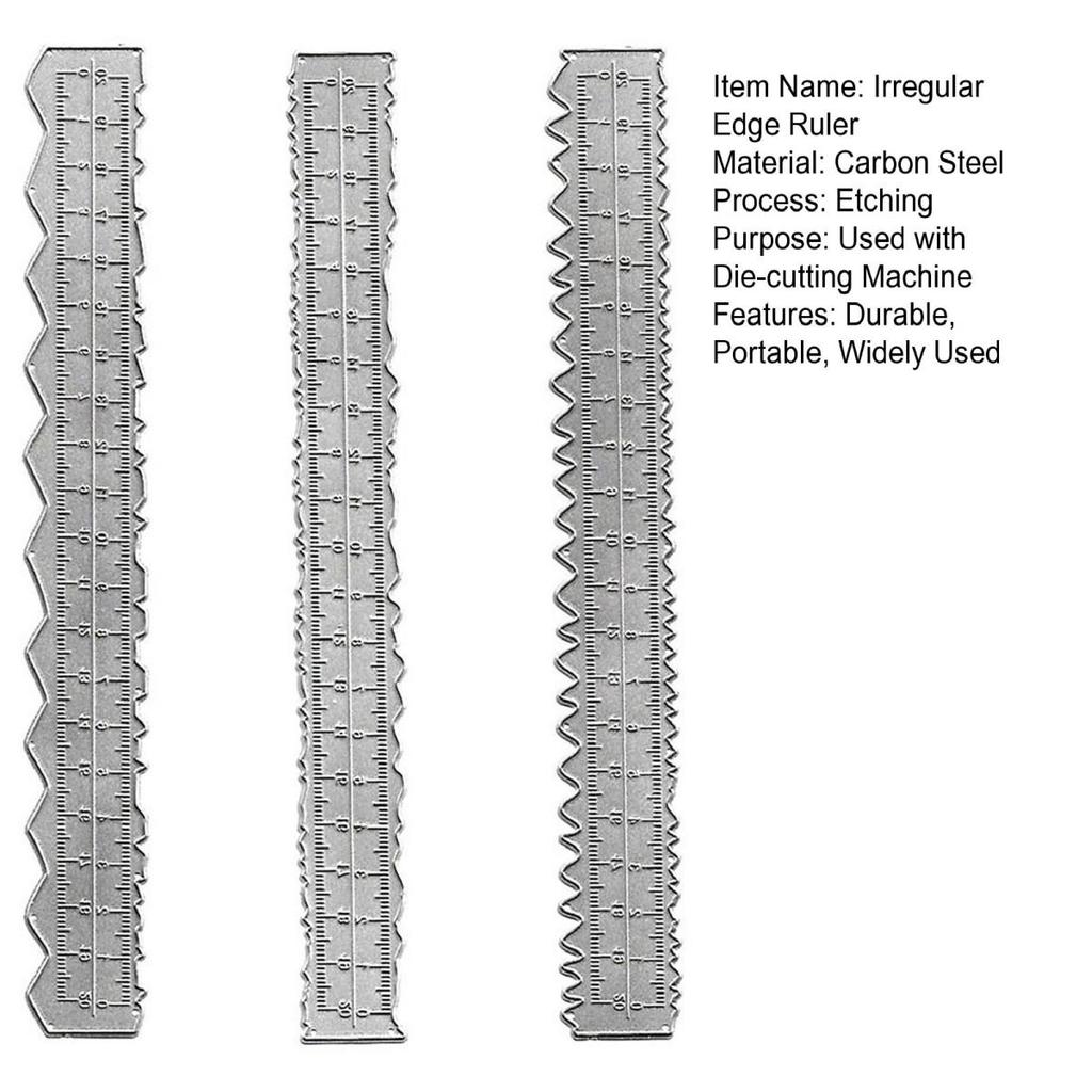 3 шт. 8,54-дюймовая линейка для разрыва бумаги из углеродистой стали, линейка для резки бумаги с неровными краями, волнистый край, измерительный инструмент для школьных и офисных открыток, изготовление поделок своими руками