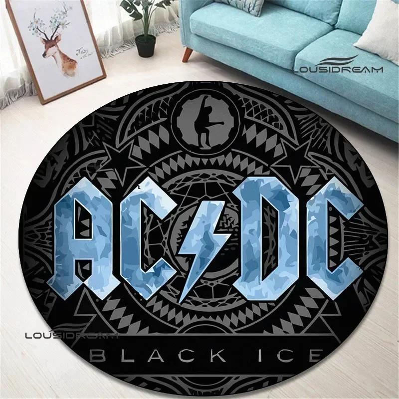 Rock band AC/DC retro printed round carpet bedroom beautiful carpet non -slip door pad floor mats area rug birthday gift