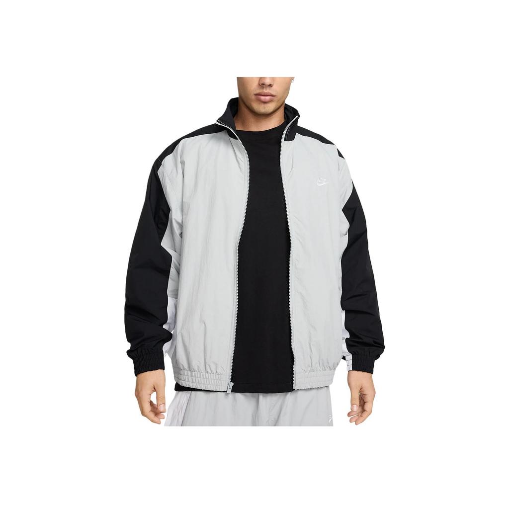 Nike Куртка мужская с цветным блоком, воротником-стойкой, застежкой-молнией и длинным рукавом, серая HQ6110-077
