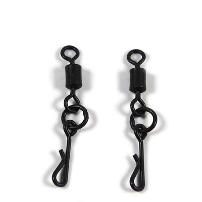 50 шт., матовые черные вращающиеся вертлюжки для ловли карпа, длинный корпус, быстросменный вертлюг с кольцевым защелкивающимся разъемом, аксессуары для ловли карпа
