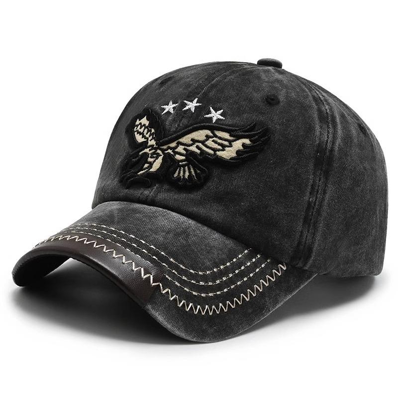 Vintage washed cowboy baseball hat men and women street versatile embroidery eagle curved brim cap tide