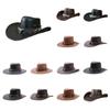 Drawstring Western Cowboy Hat PU Leather Fisherman Hat Elegant Summer Sun Hat  Travel