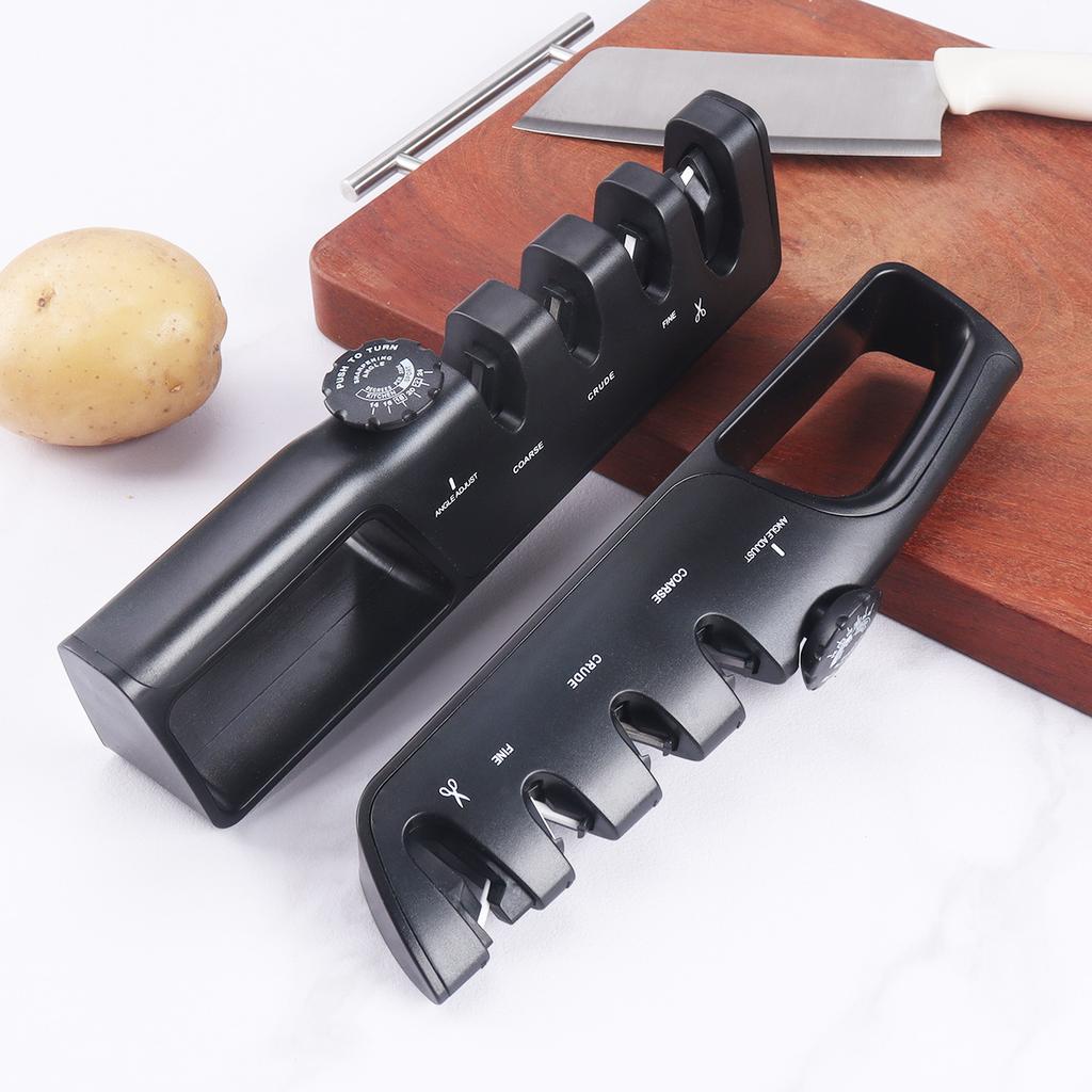 Adjustable Manual Knife Sharpener, Diamond Abrasive Quick Kitchen Blade Sharpening Tool