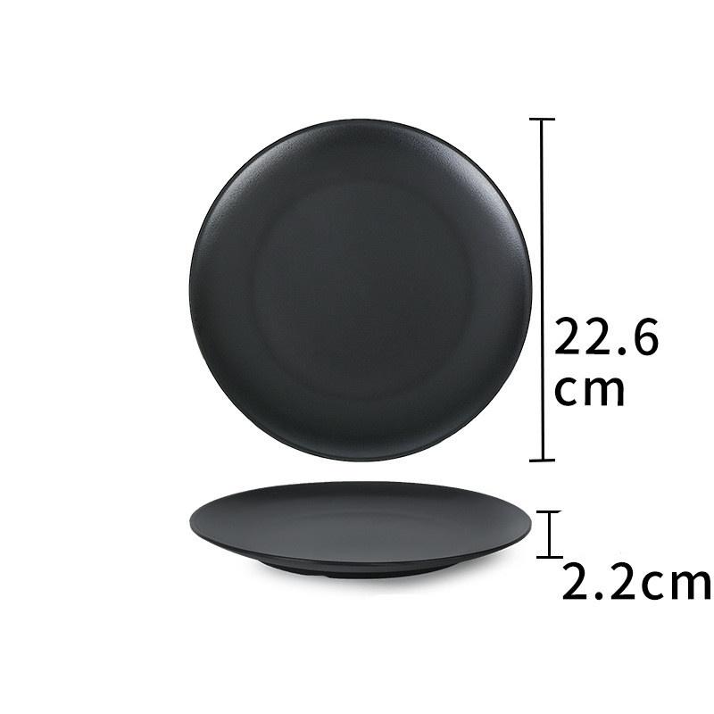 Черная меламиновая антипадающая тарелка для обеда, круглая еда, закуски, суши, стейк, поднос, десерт, чай, столовая посуда, тарелка, кухонные принадлежности