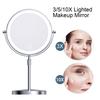 Зеркало для макияжа с подсветкой 3/5/10X, регулируемая высота и яркость, перезаряжаемое двухстороннее увеличительное зеркало
