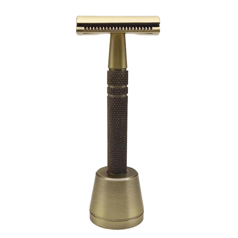 Т-образная бритваРучная бритваБронзовая бритваРучная латунная бритваДвусторонняя бритваСтаромодная ручная бритва