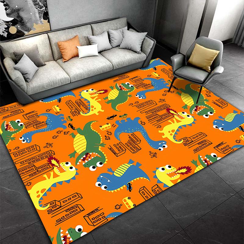 Colorful Cartoon Dinosaur Pattern Kids Carpet for Playroom Decor Suitable for use as an anti-slip for living room bedroom sofas