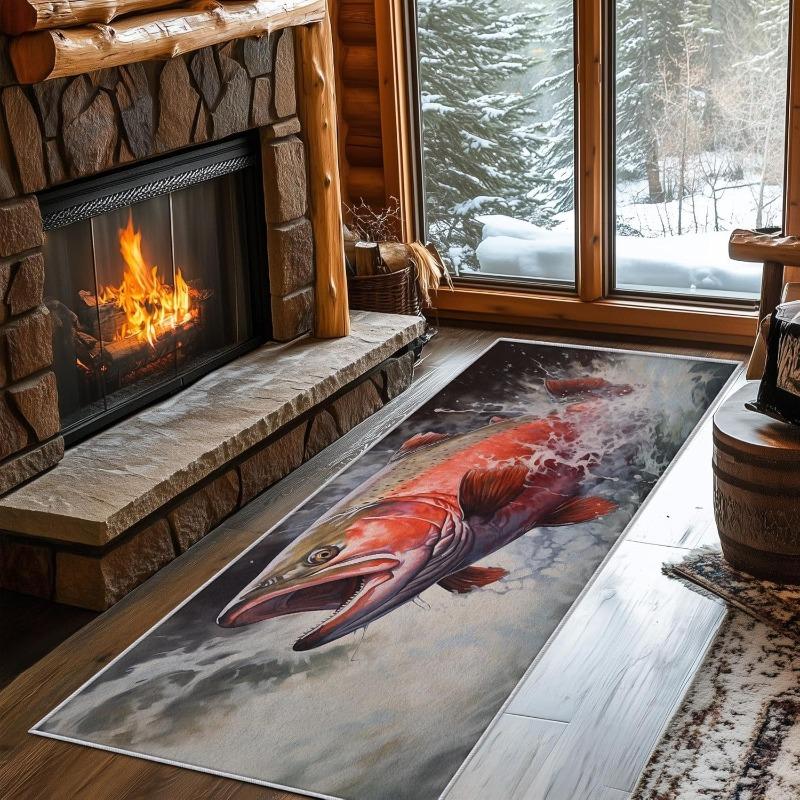 Ковер с принтом рыбы, уличная тематика, коврик с рисунком рыбы, абсорбирующий, противоскользящий коврик для спальни, гостиной, кухни, кабинета, прихожей