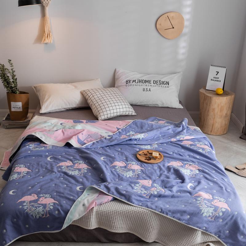 Новое хлопковое шестислойное марлевое одеяло представляет собой одинарное двойное одеяло с кондиционером, хлопковое диванное полотенце, четырехсезонное одеяло для обеденного перерыва.