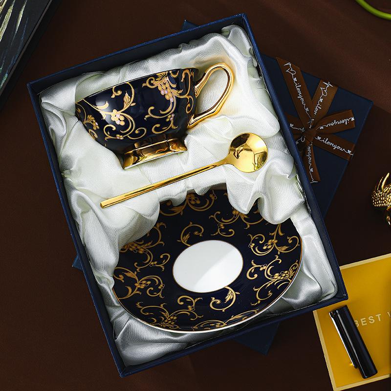 Элегантный кофейный набор из европейского костяного фарфора - Изысканный ретро подарок для послеобеденного чая