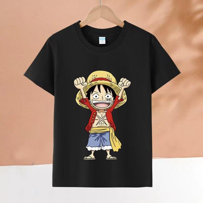 One Piece Luffy Kids Cotton TShirt Adult Boys Girls Family Matching Casual Tee Cute Anime Monkey D Luffy Print Summer Tops