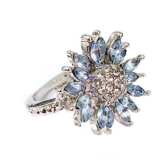 Женское свадебное кольцо с блестящим кубическим цирконием, инкрустированное сверкающим геометрическим украшением, белый аквамарин в форме подсолнуха