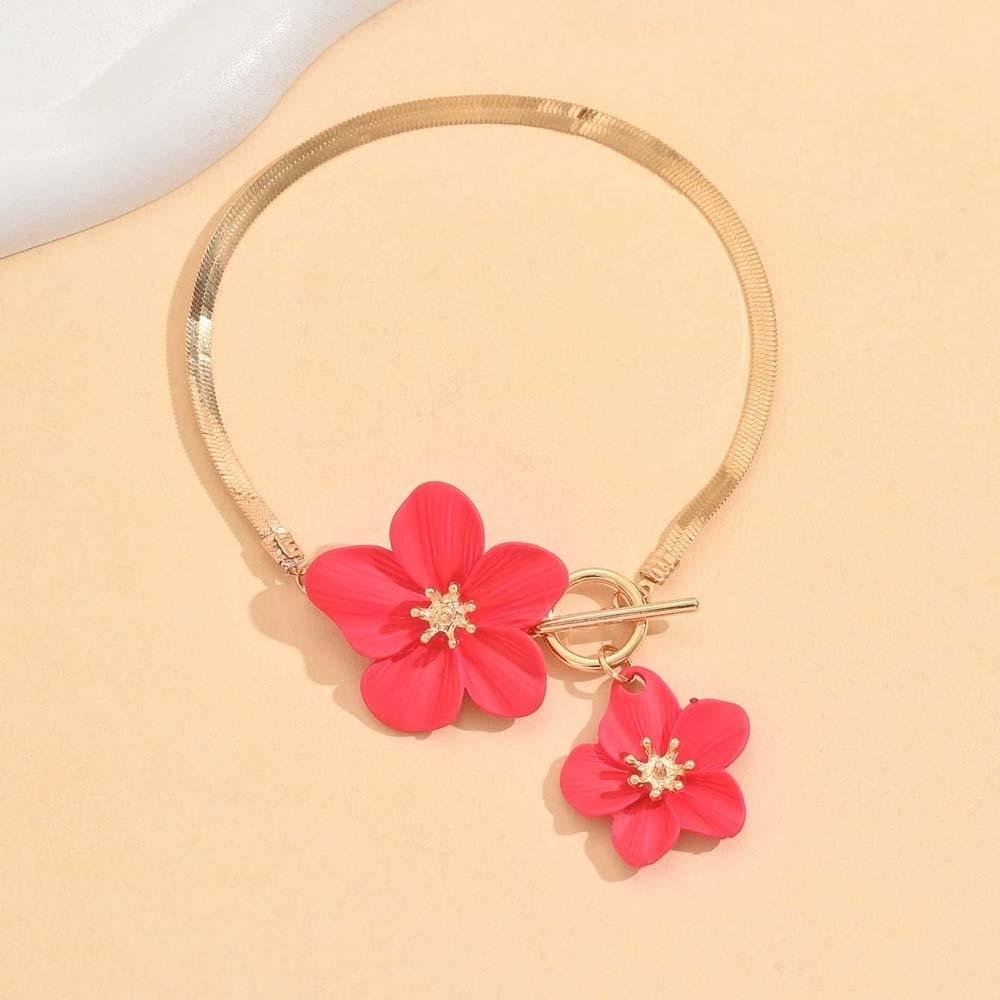 with OT Buckle Oil-Dripped Foot Chain Golden Beach Jewelry Simple Flower Pendant Anklet Women