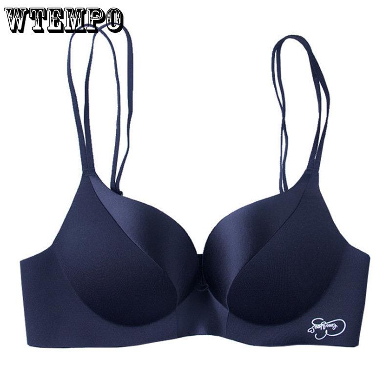 Цельный бесшовный бюстгальтер женский, регулируемое нижнее белье, женское сексуальное без стального кольца, тонкий пуш-ап под толстой чашкой