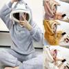 Autumn Winter Warm Pajamas Set Casual Homewear Pijama Set Thickened Flannel Velvet Cartoon Rabbit Hooded Loose Pajamas Sets