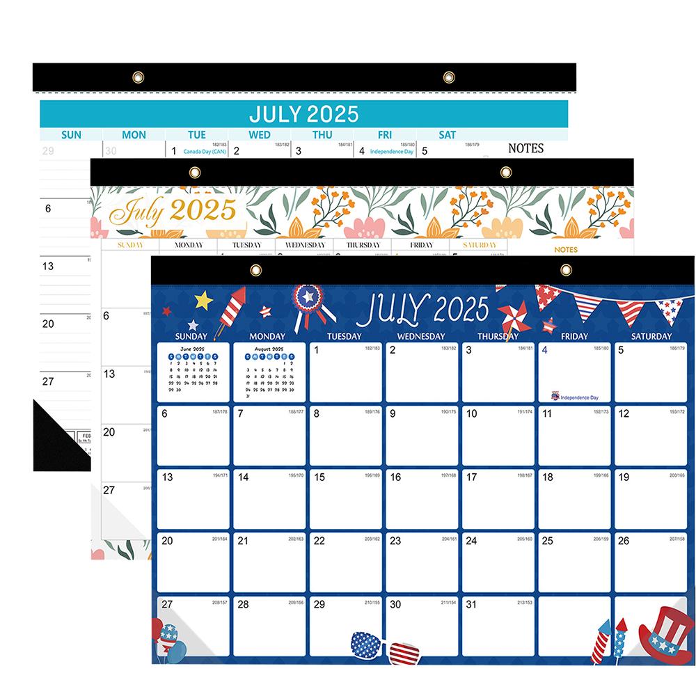 Июль 2025 - Декабрь 2026 18-месячный Большой Настольный Календарь Большие Линованные Блоки, Прозрачная Пластиковая Обложка Идеально подходит для Дома, Школы и Организации Офиса