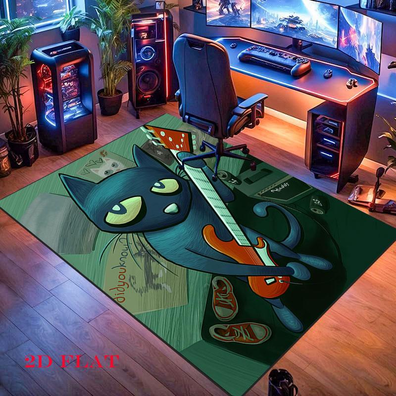 Pete Cat Fun Carpet Rug for Living Room Bedroom Home Sofa Decoration,Kids play Nonslip Floor Mat