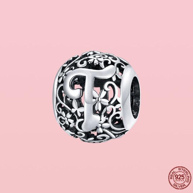 Новое поступление 925 пробы серебряный кулон круглой формы с буквами от A до Z подвески бусины подходят оригинальный браслет ожерелье ювелирные изделия