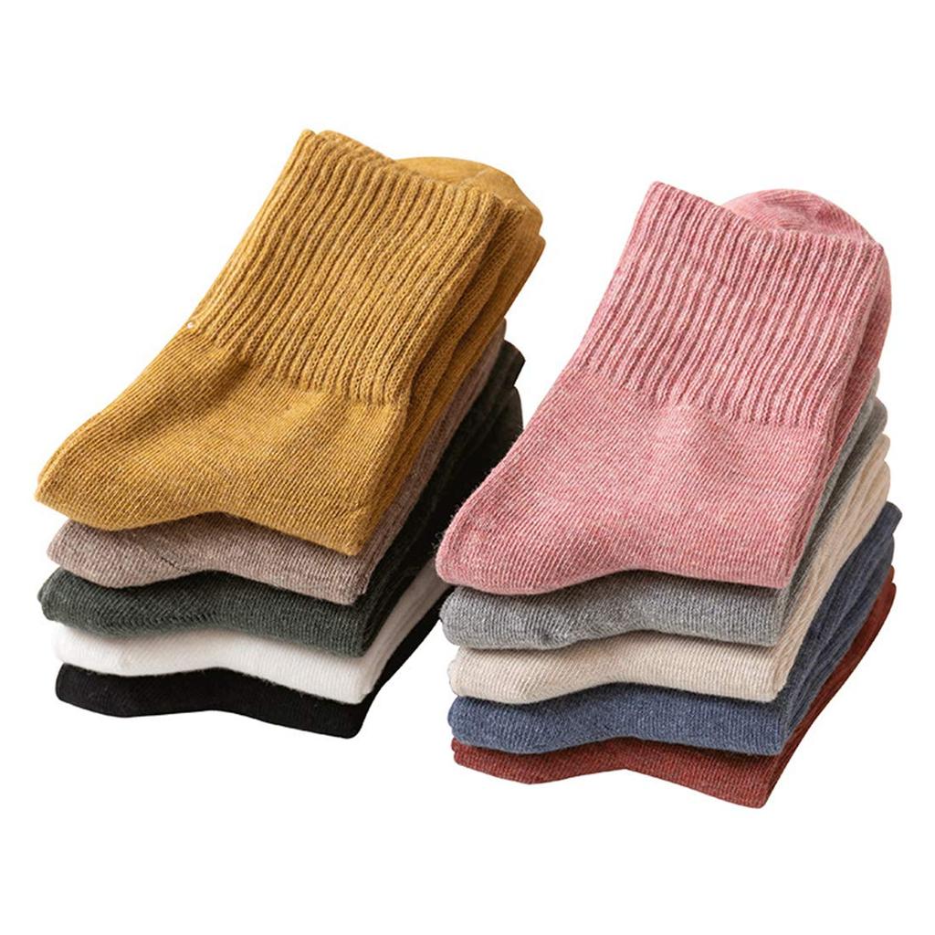 DAMILY and Stylish Cotton Crew Medium Cute Sports Long Indoor Sizes Women's Socks, Spring, Autumn, Winter, 10-Pair Set, Colorful, Socks, Thickness,