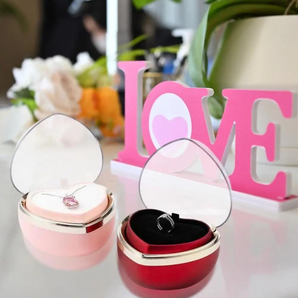 Heart Shape Preserved Flower Flip Ring Box Romantic Birthday Gift Packaging Box  Necklace