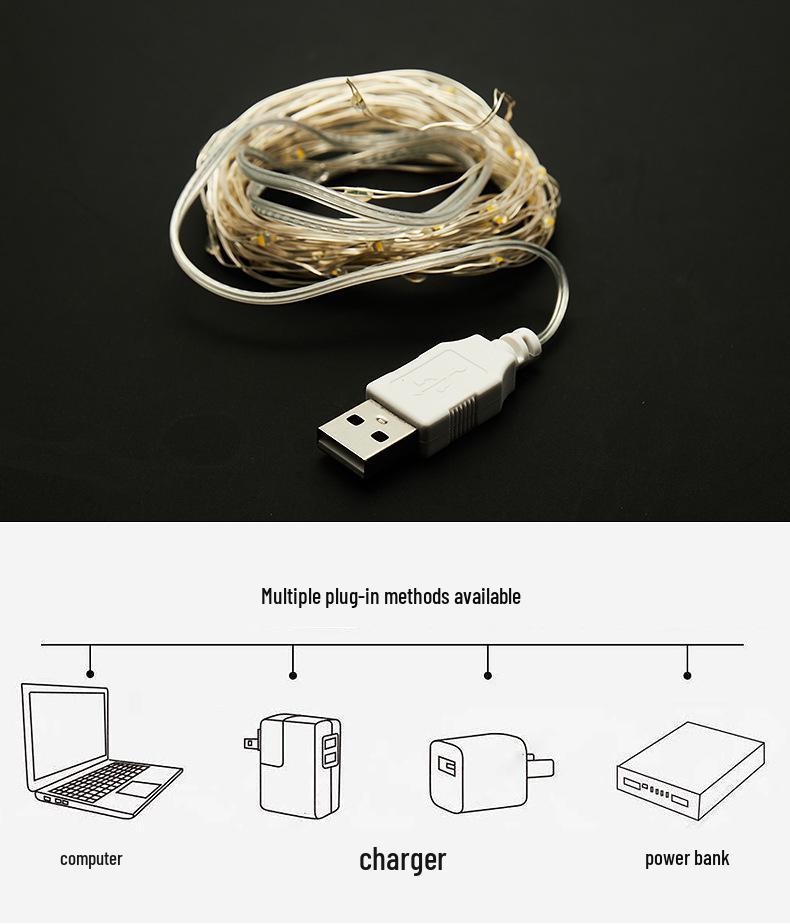 LED Copper Wire Fairy Lights - Three-Level White Box String Lights for Decorative and Atmosphere Settings
