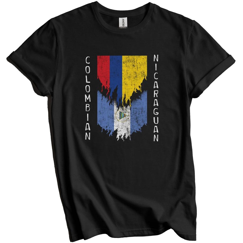Colombian Nicaraguan Flags Ripped Torn Colombia Nicaragua T-Shirt